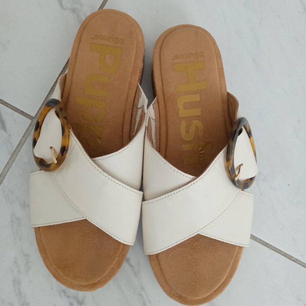 Hush Puppies women's June Buckle slide sandals with cork sz 7 White